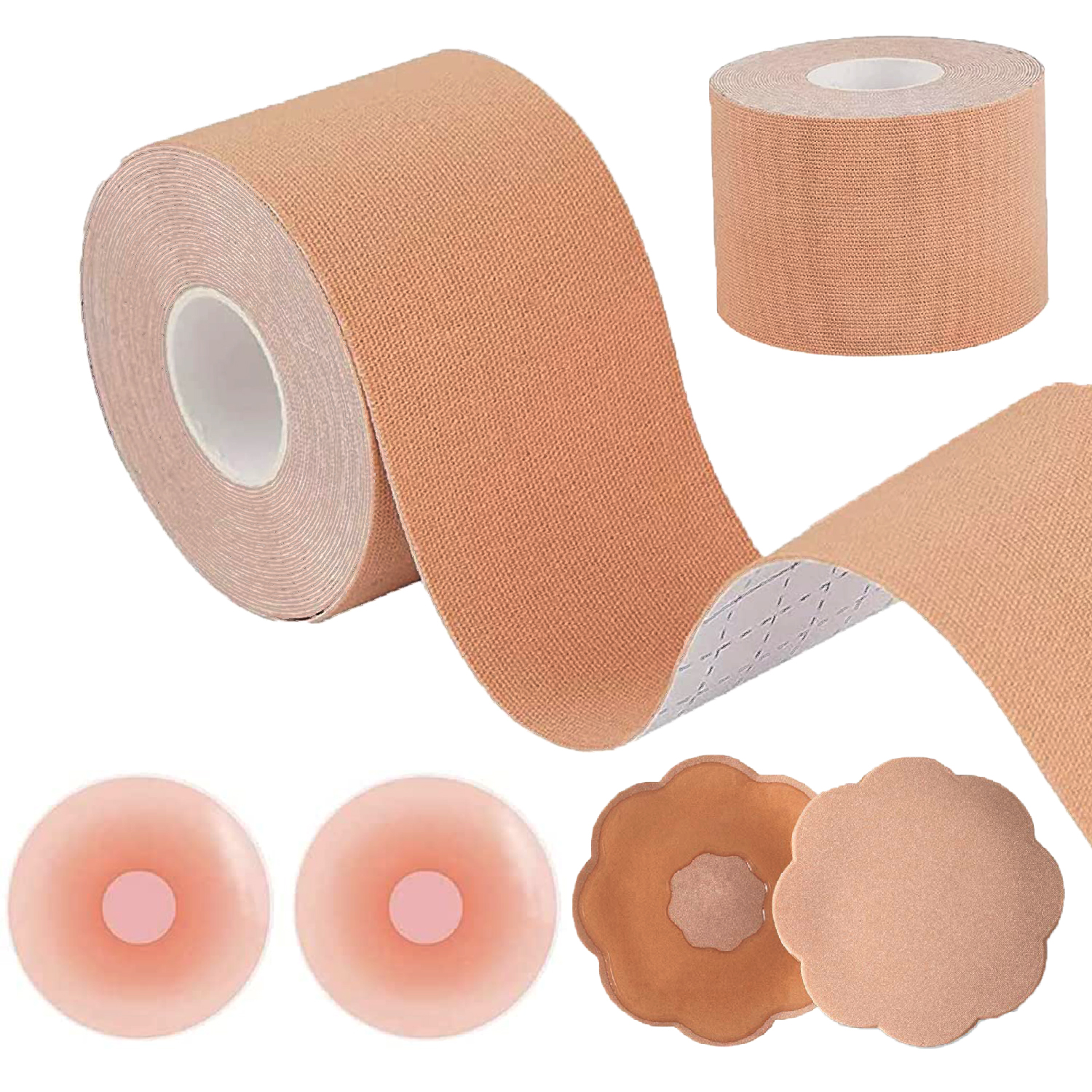 Boob Tape Breast Lift Tape with Reusable Silicone Nipple Covers